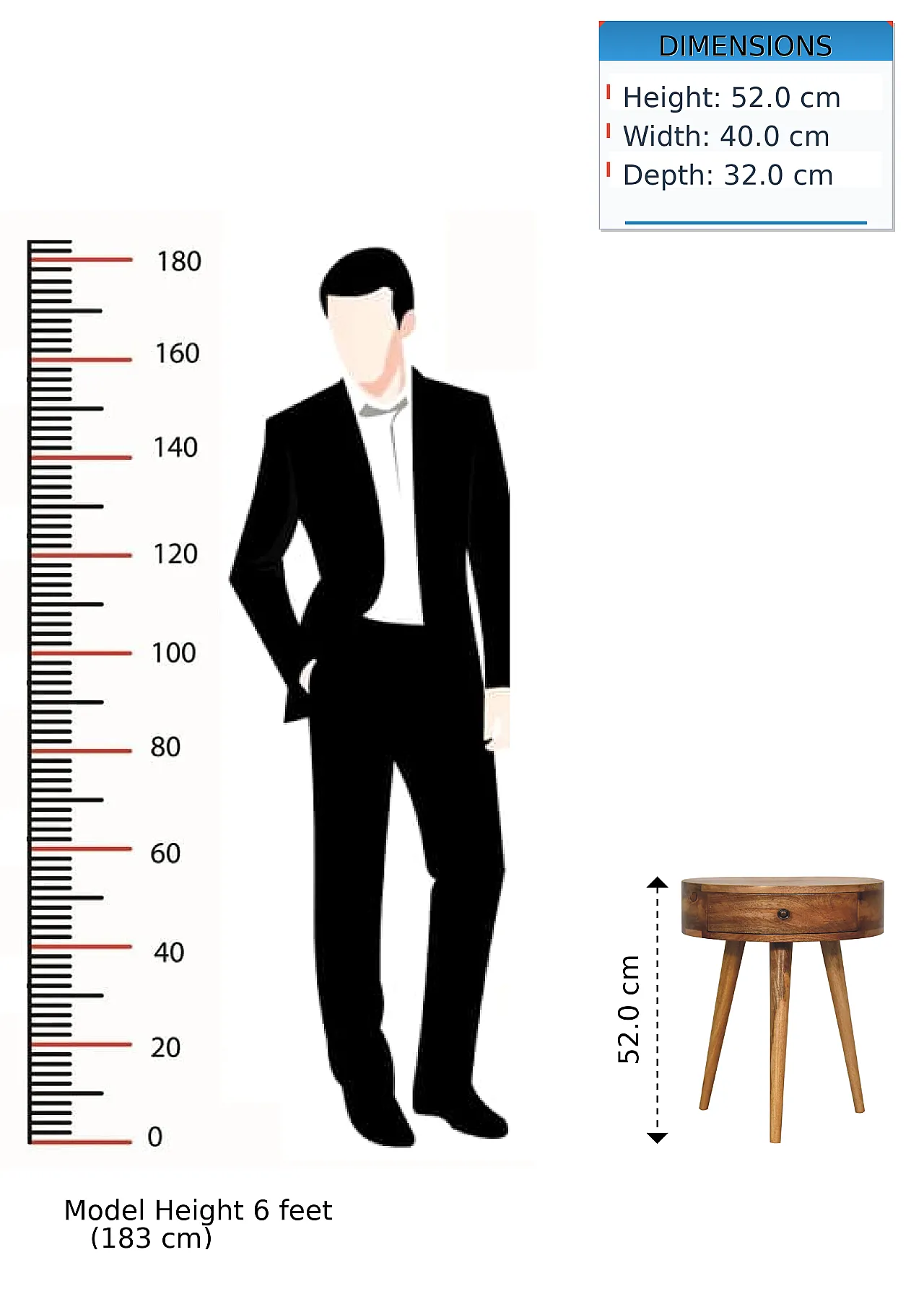 Artisan Furniture Solid Wood Oak-ish Circular Shape Bedside 12