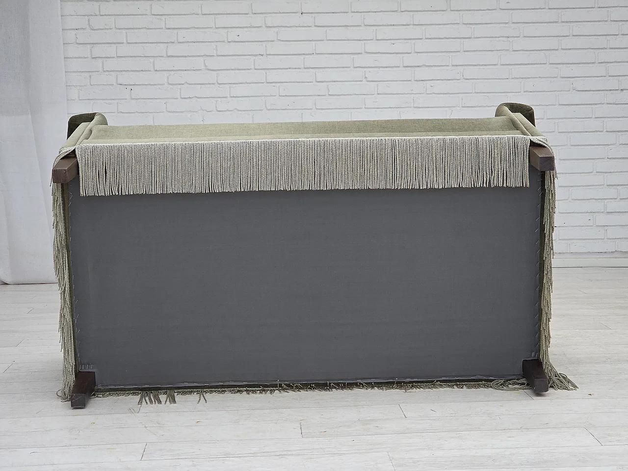 Danish 2-seater sofa in green furniture velour and beech wood, 1970s 18