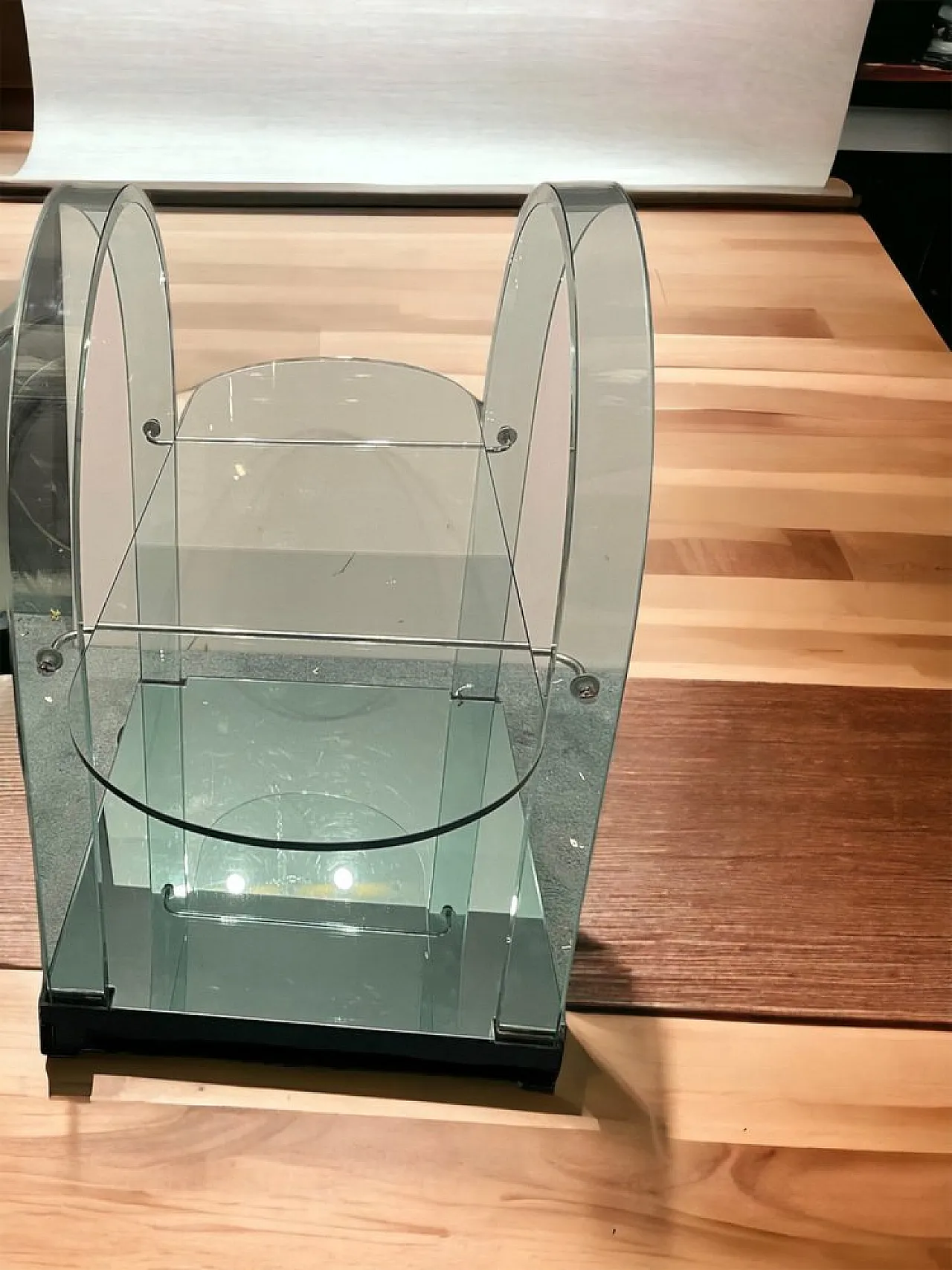 Glass bar cart from Fiam Pesaro, Italy, 1980s 2