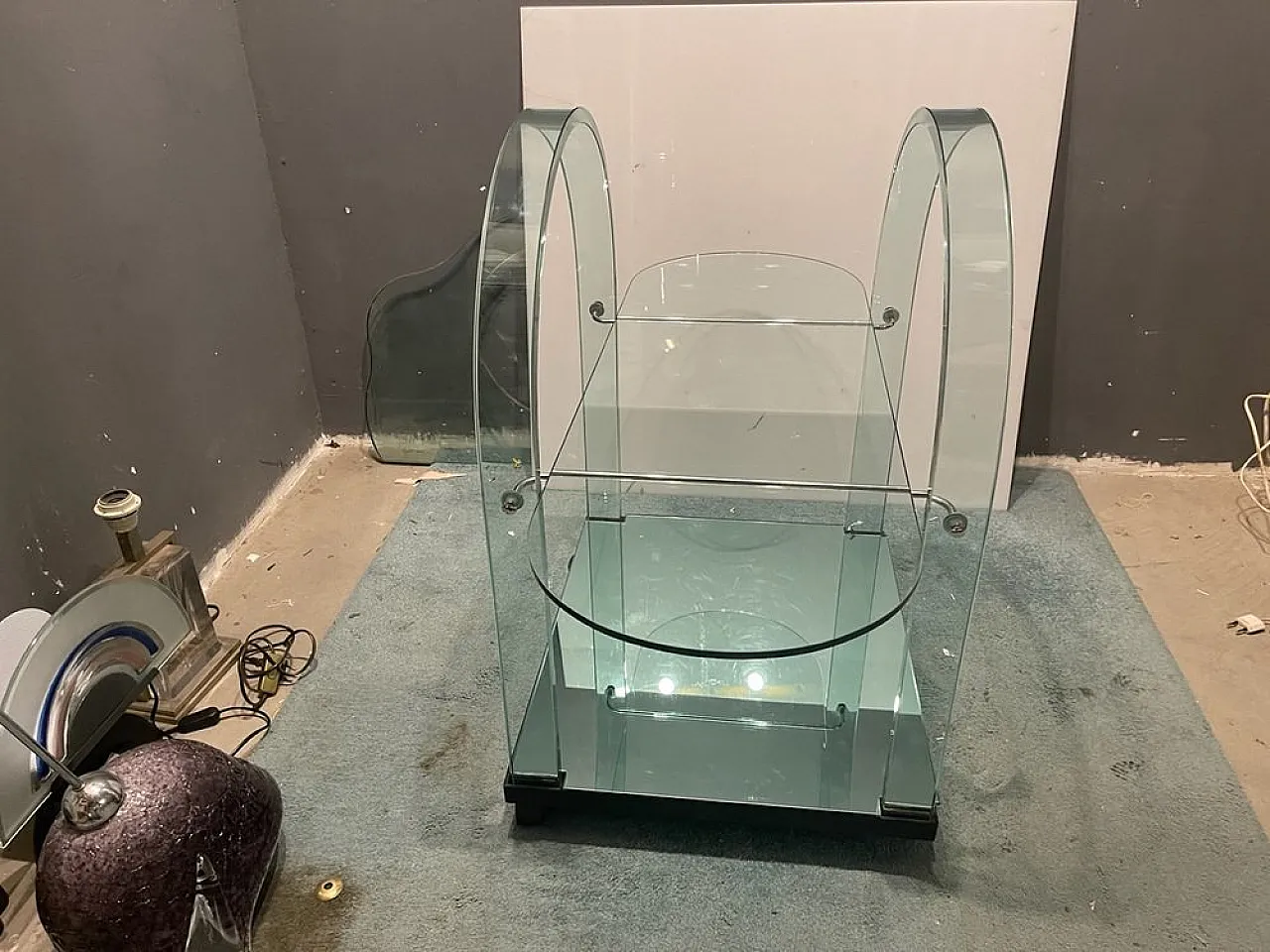 Glass bar cart from Fiam Pesaro, Italy, 1980s 7