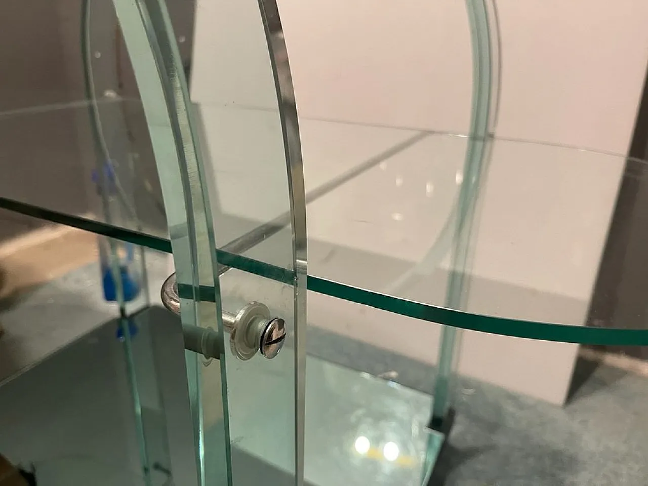 Glass bar cart from Fiam Pesaro, Italy, 1980s 8