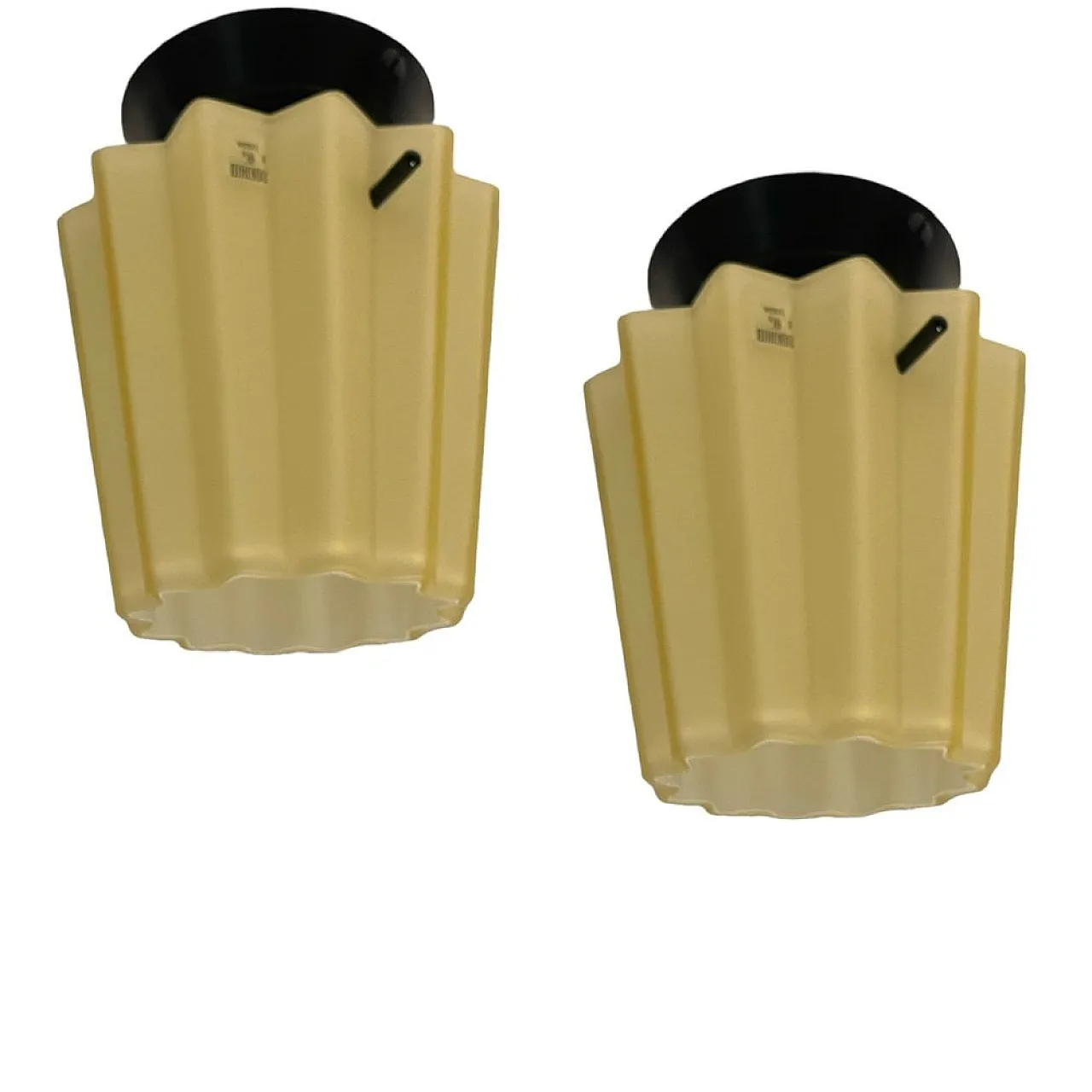 Coppia di applique plissettate in vetro di Murano, anni '80 1