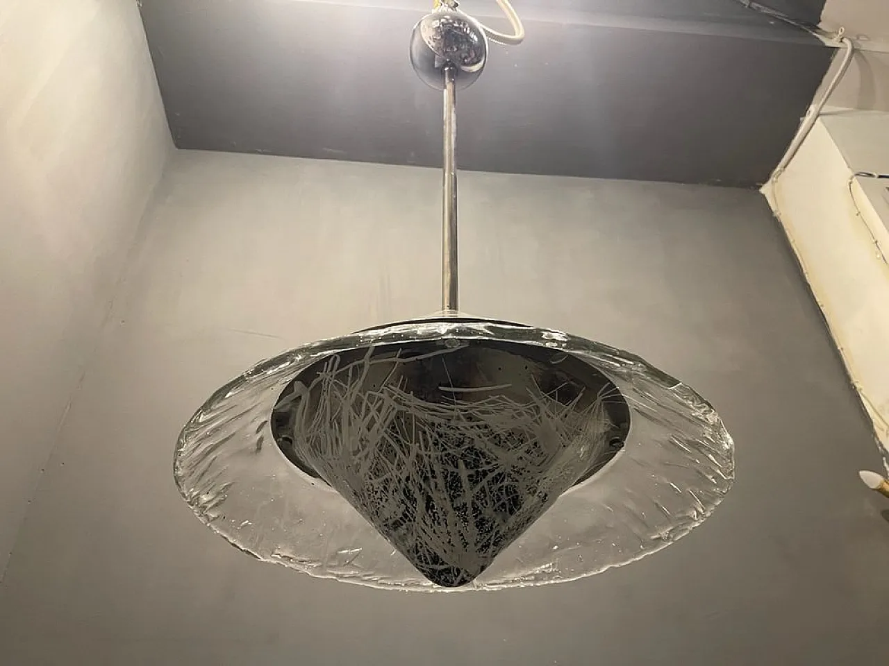 Lampada a sospensione in vetro di Murano di Mazzega, anni '80 2