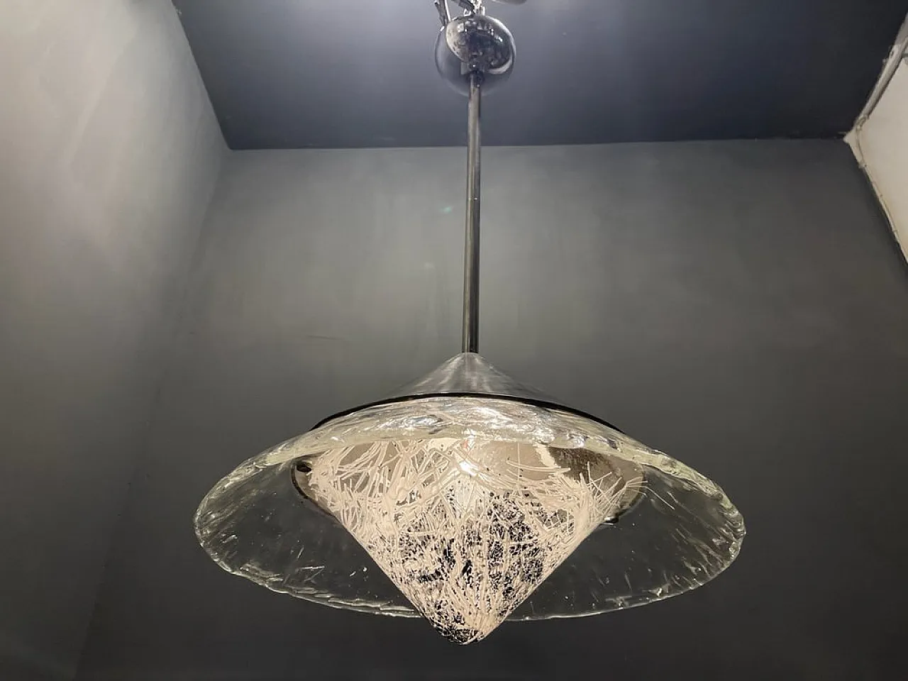 Lampada a sospensione in vetro di Murano di Mazzega, anni '80 3