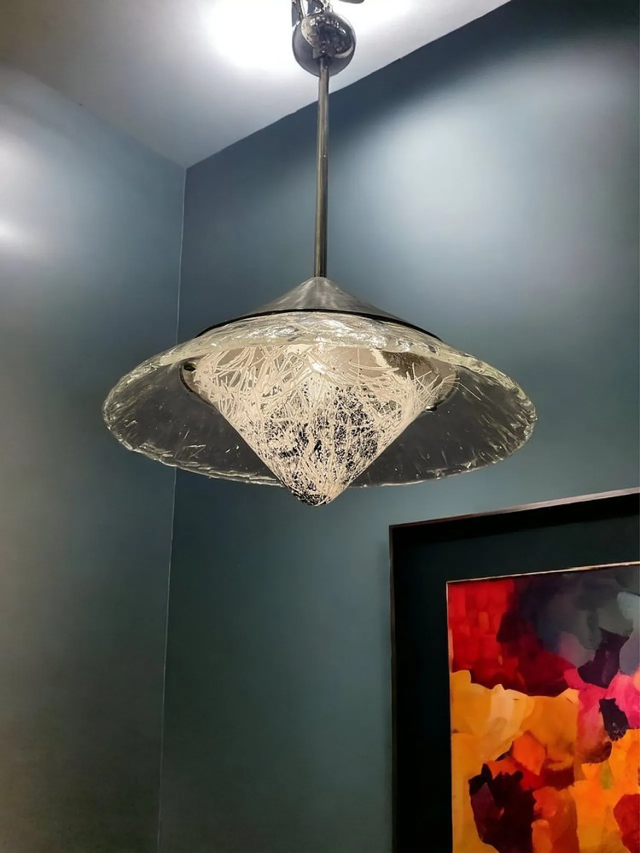 Lampada a sospensione in vetro di Murano di Mazzega, anni '80 5