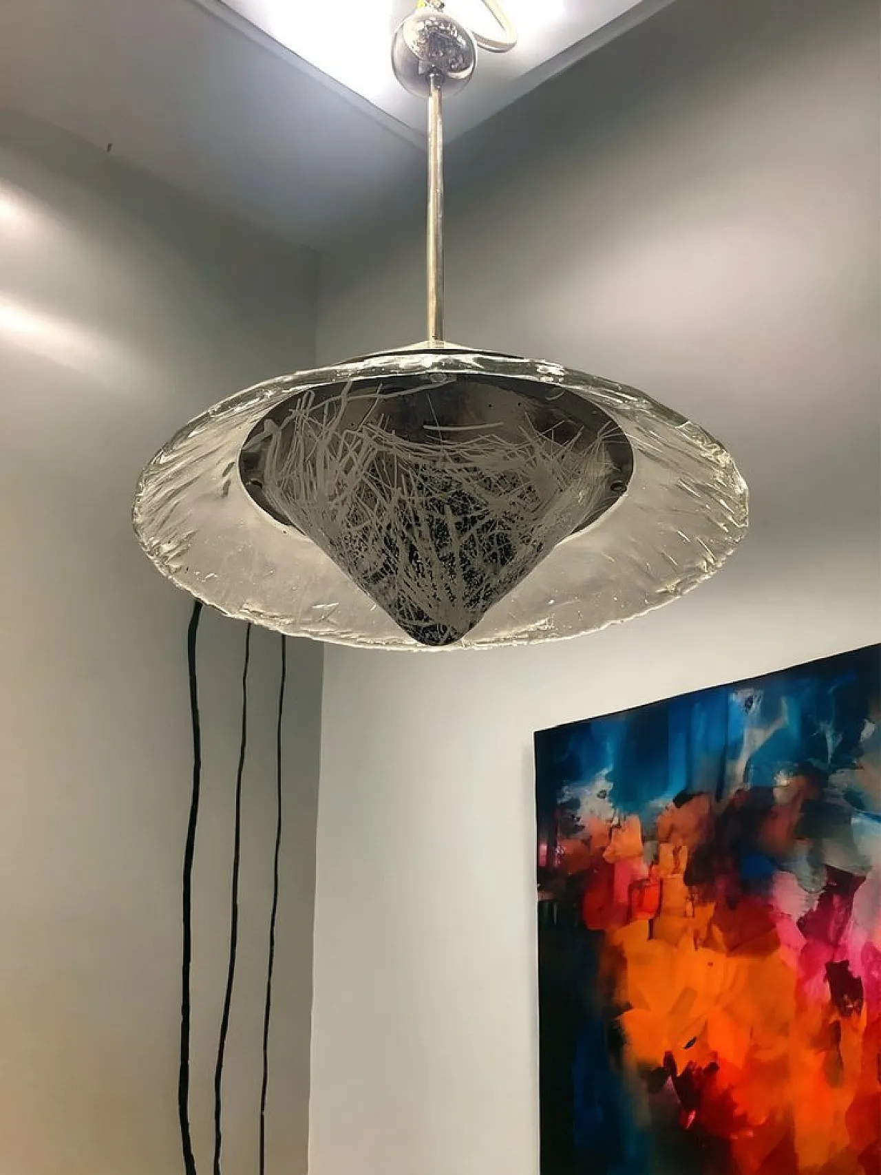 Lampada a sospensione in vetro di Murano di Mazzega, anni '80 6