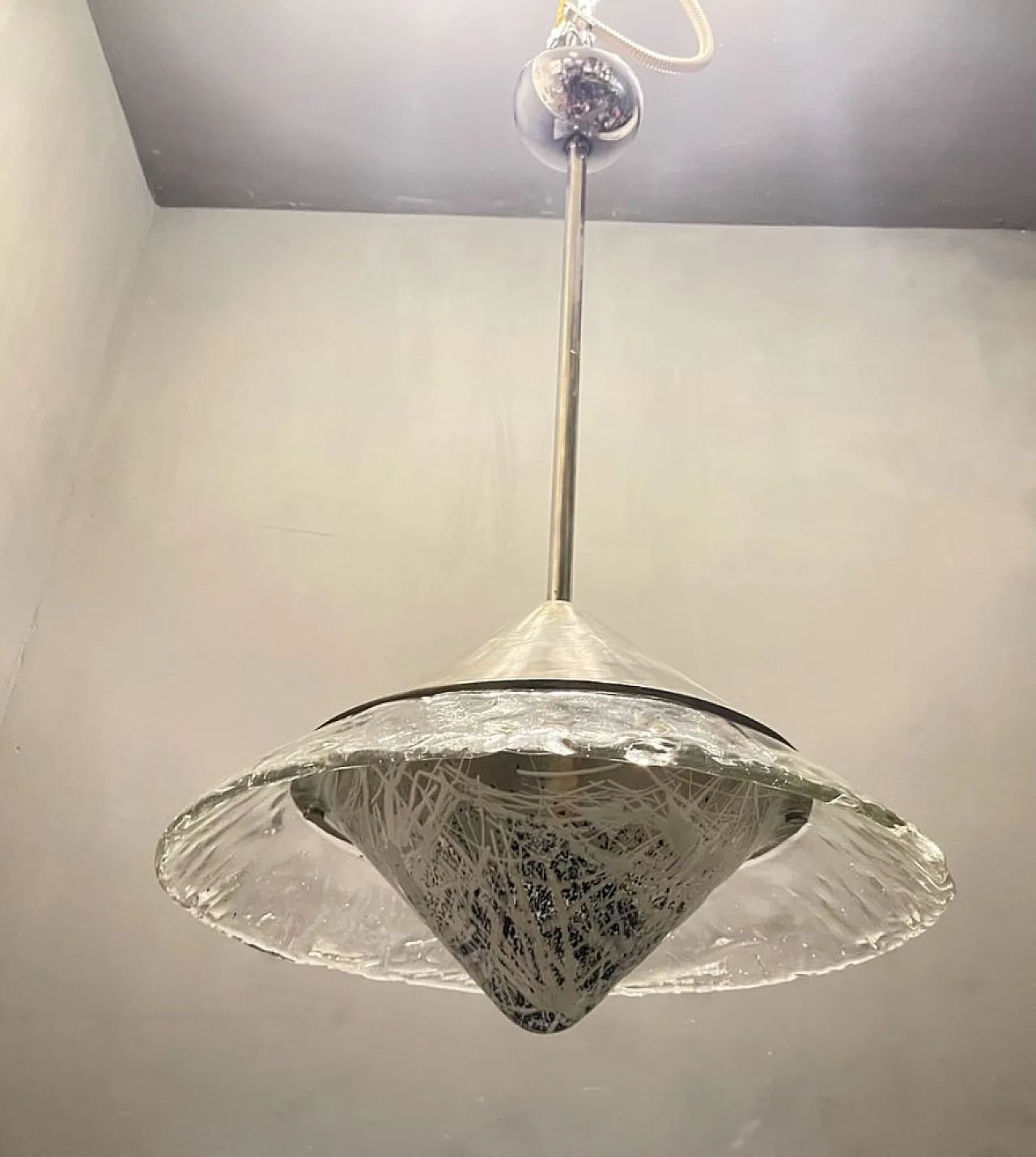 Lampada a sospensione in vetro di Murano di Mazzega, anni '80 10