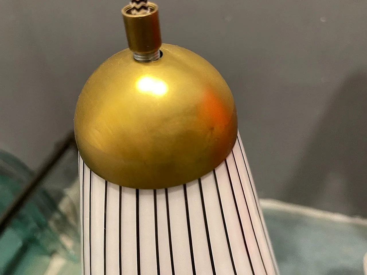 Lampada in vetro di Murano a righe bianche e nere, anni '80 6