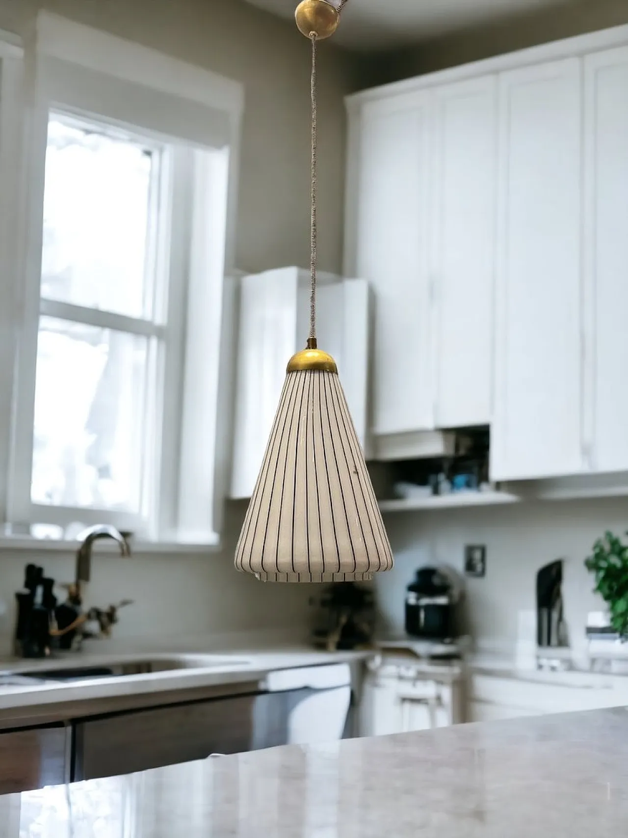 Lampada in vetro di Murano a righe bianche e nere, anni '80 9