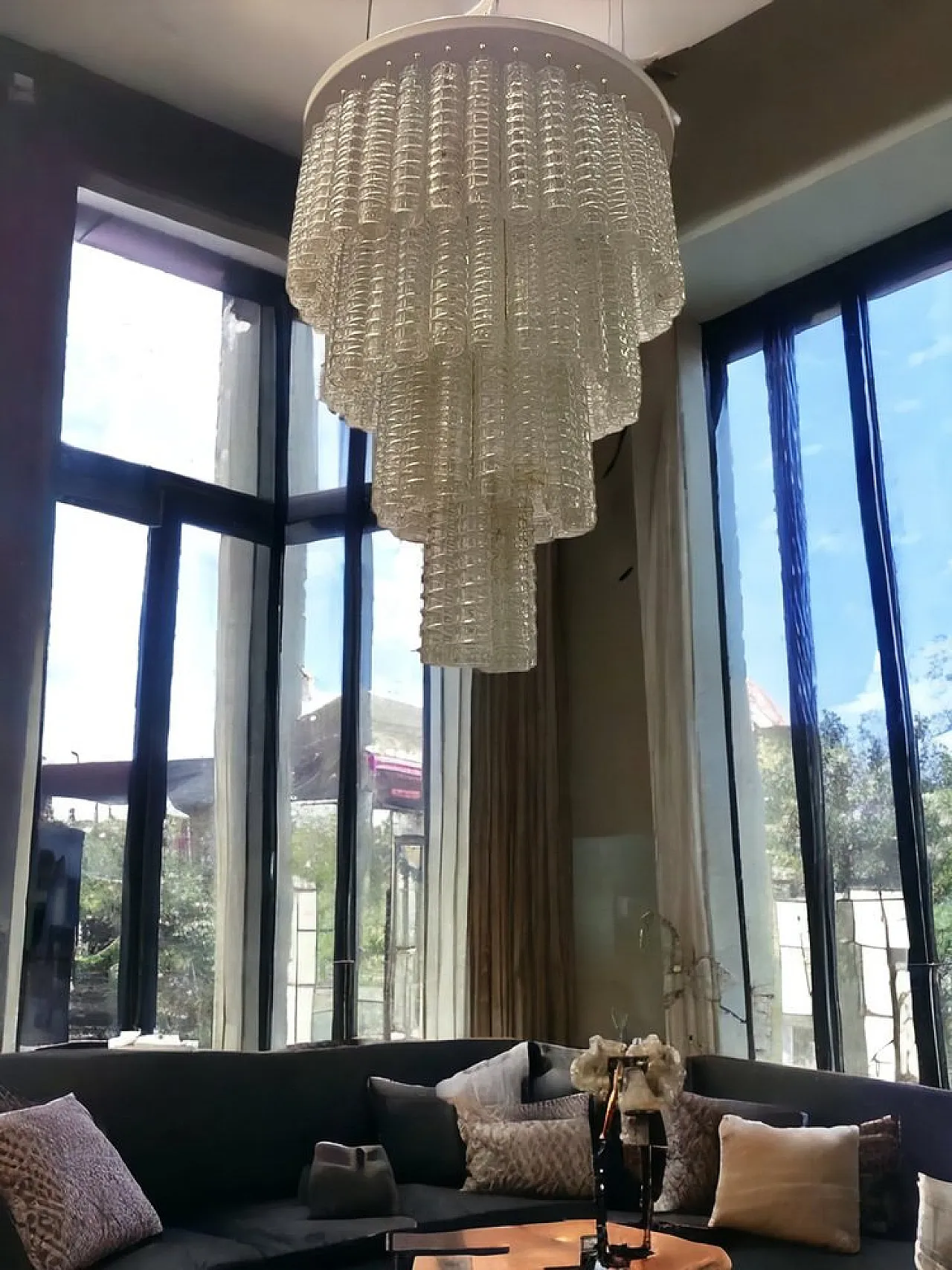 Mid-Century glass chandelier, 1960s 4