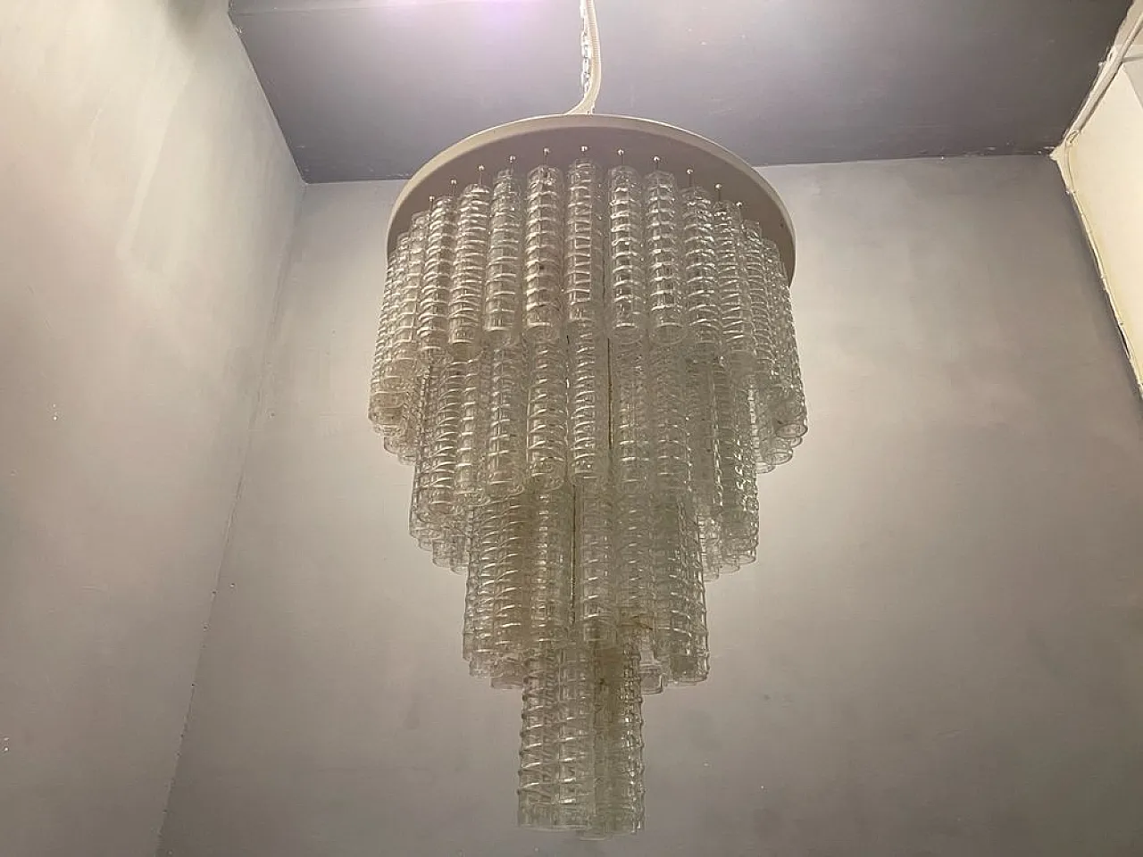 Mid-Century glass chandelier, 1960s 5