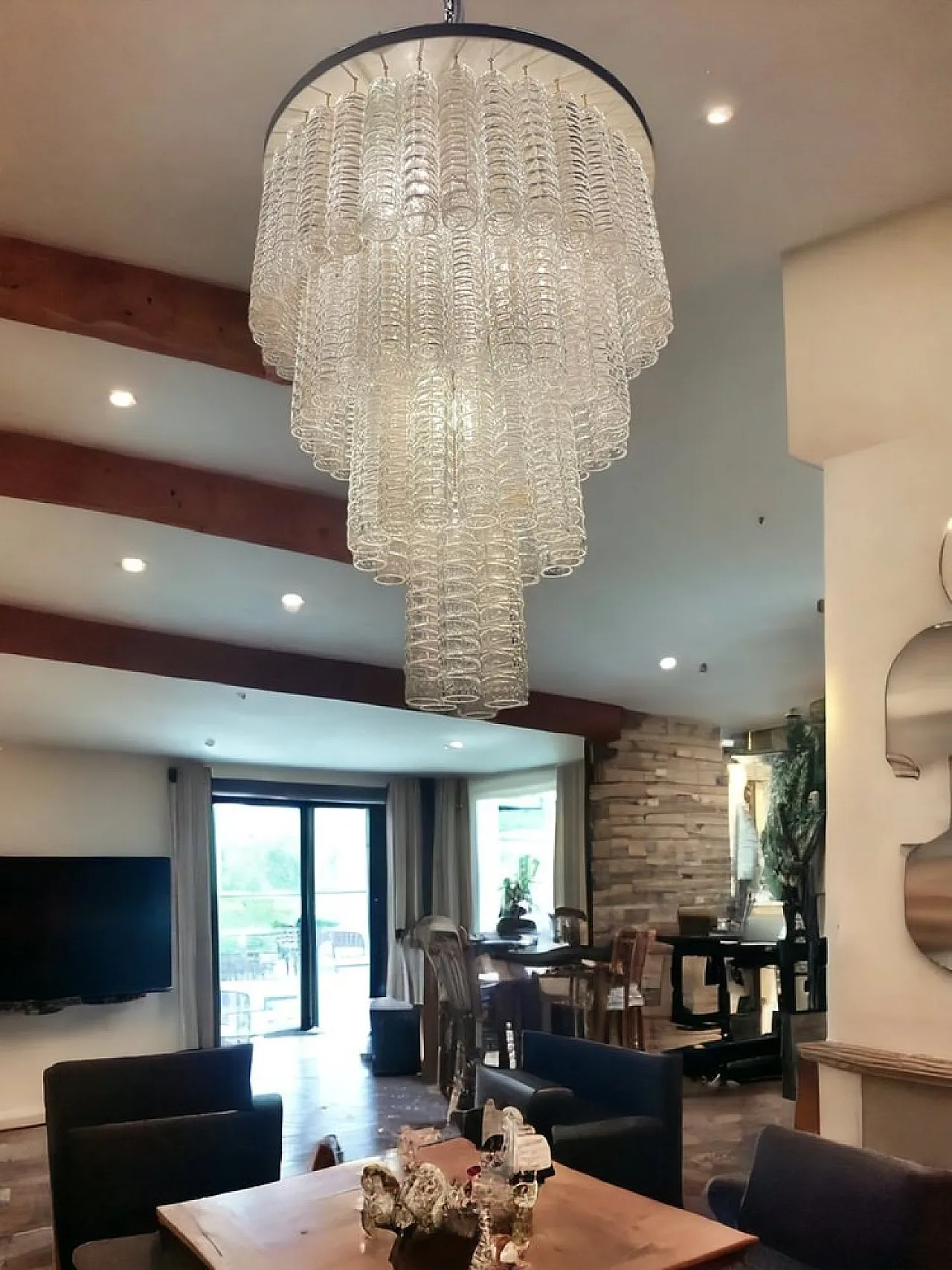 Mid-Century glass chandelier, 1960s 10