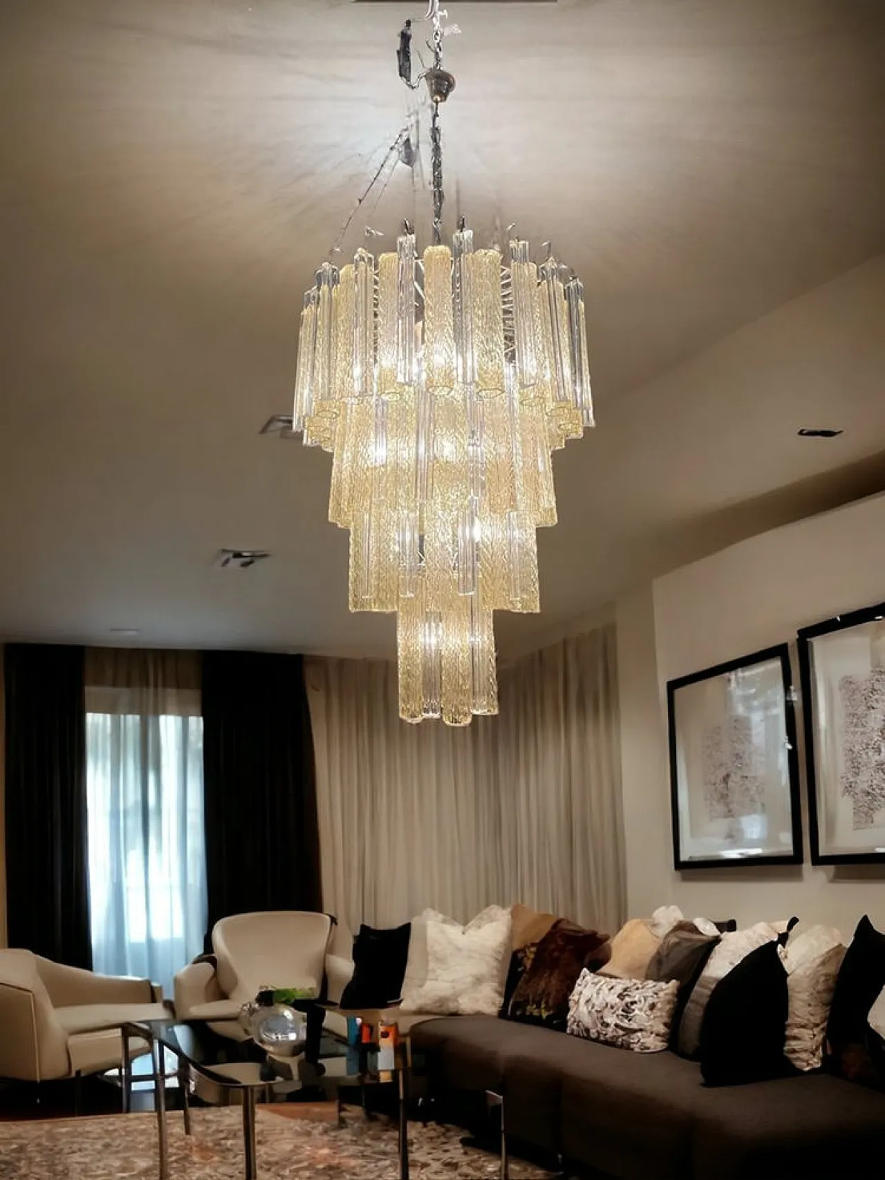 Large Murano glass chandelier by Paolo Venini, 1970s 2