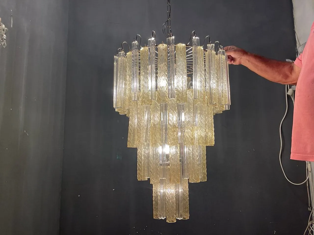 Large Murano glass chandelier by Paolo Venini, 1970s 8