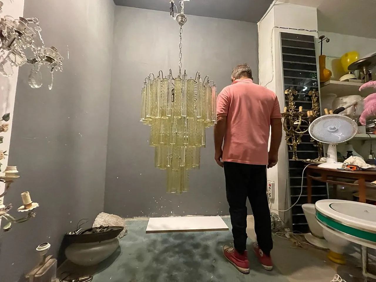 Large Murano glass chandelier by Paolo Venini, 1970s 9