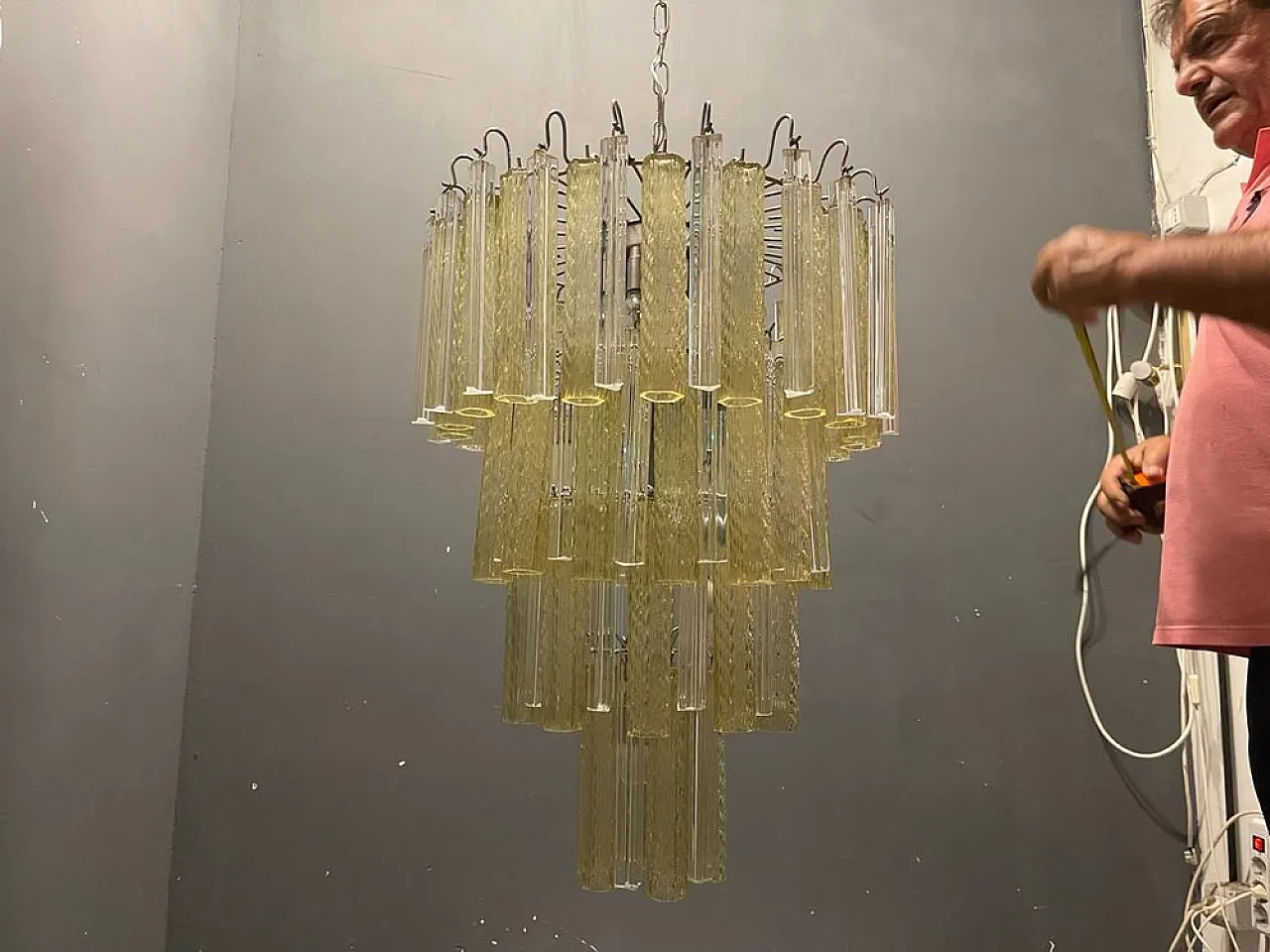 Large Murano glass chandelier by Paolo Venini, 1970s 10