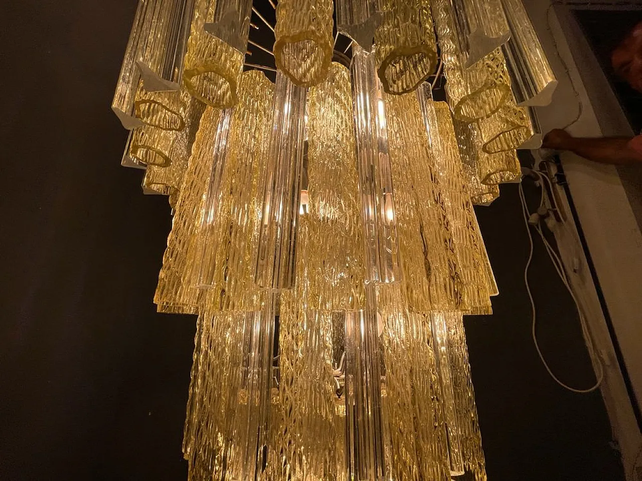 Large Murano glass chandelier by Paolo Venini, 1970s 11