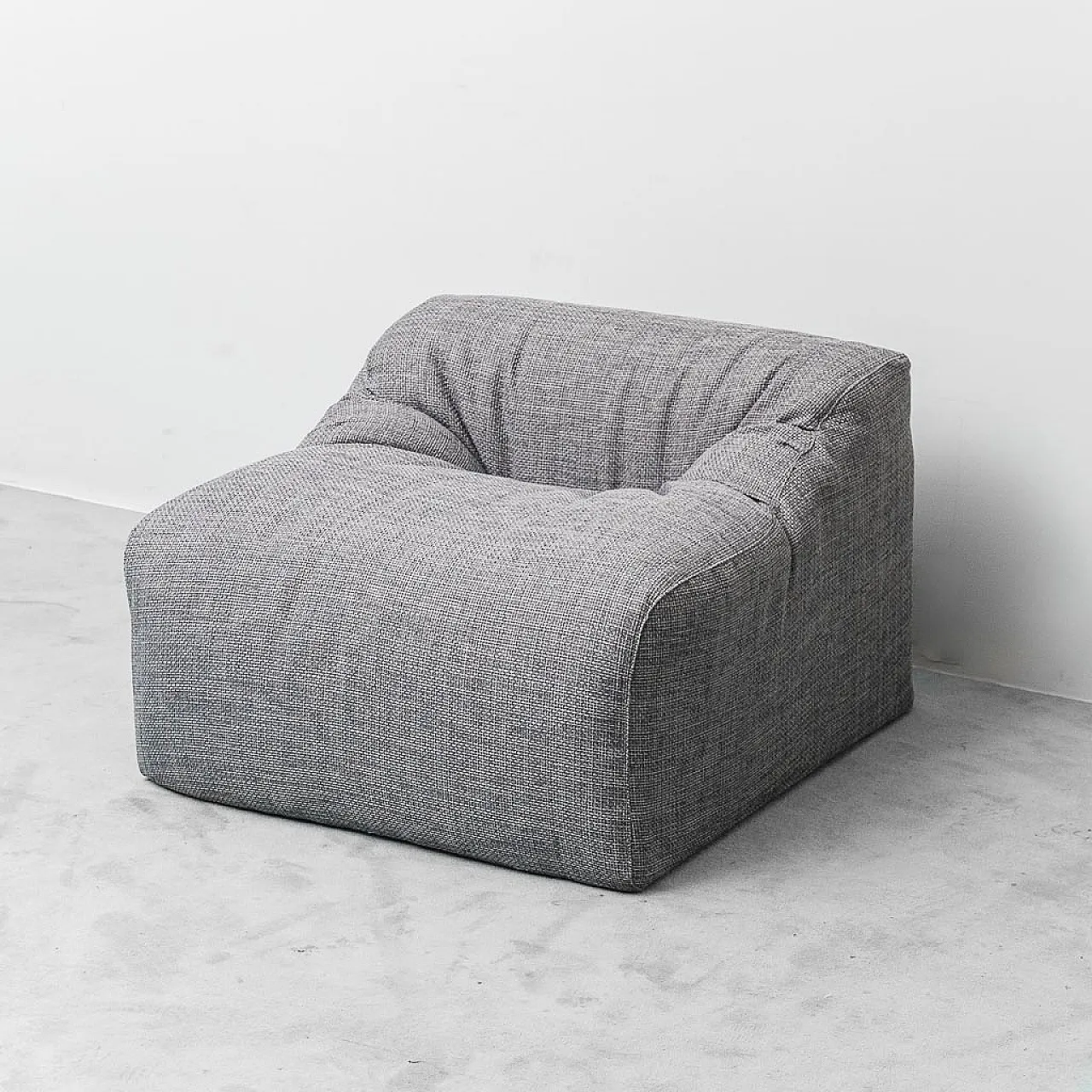 Pair of gray fabric armchairs, 1970s 5