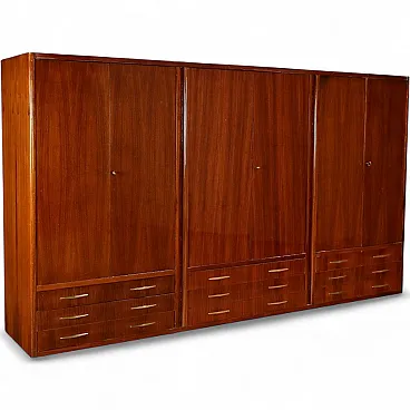Wall cabinet with exotic wood veneer and brass, 20th century