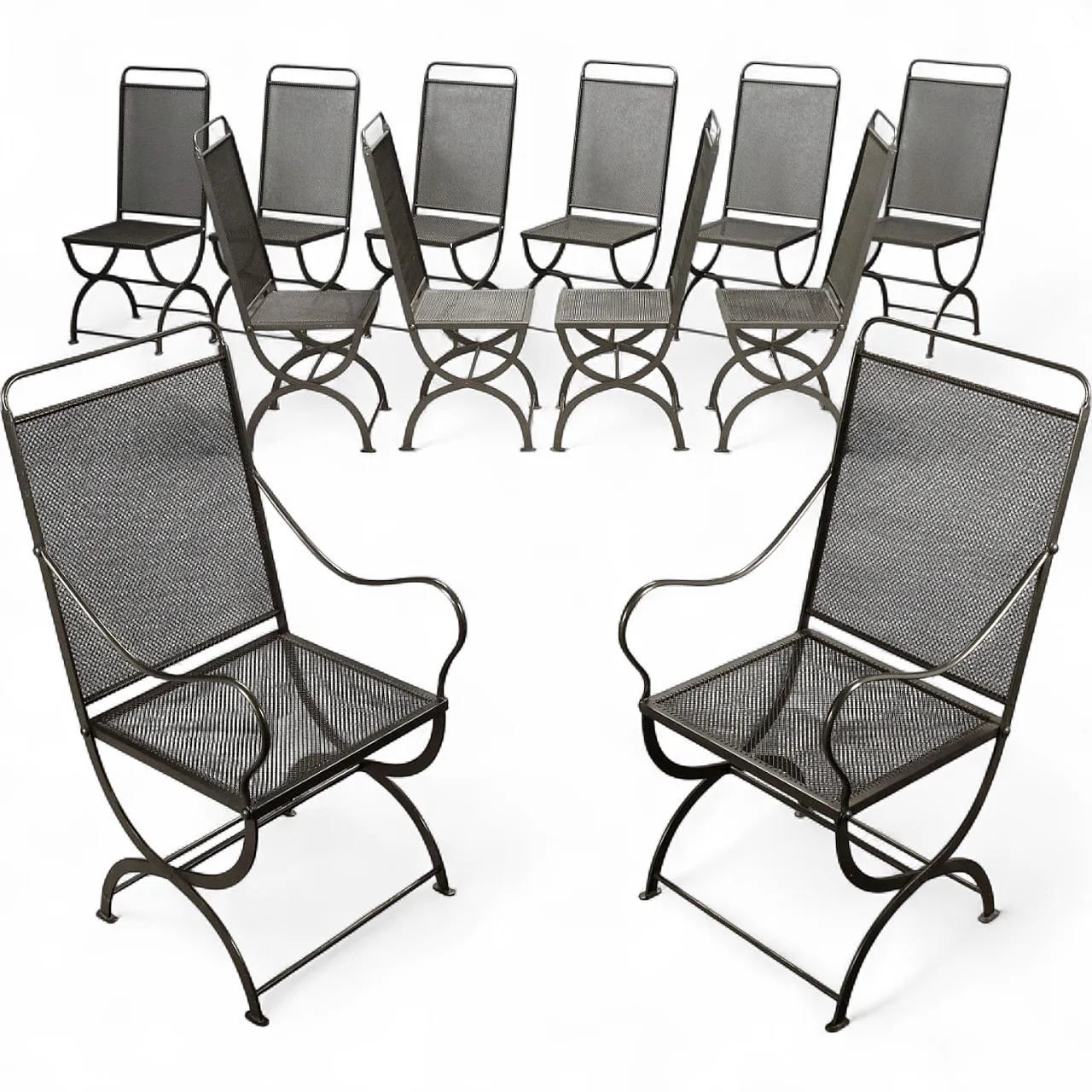 12 Sedie pieghevoli Nonaro in metallo smaltato, anni '60 11