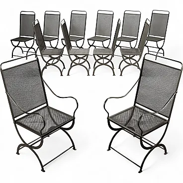 12 Sedie pieghevoli Nonaro in metallo smaltato, anni '60