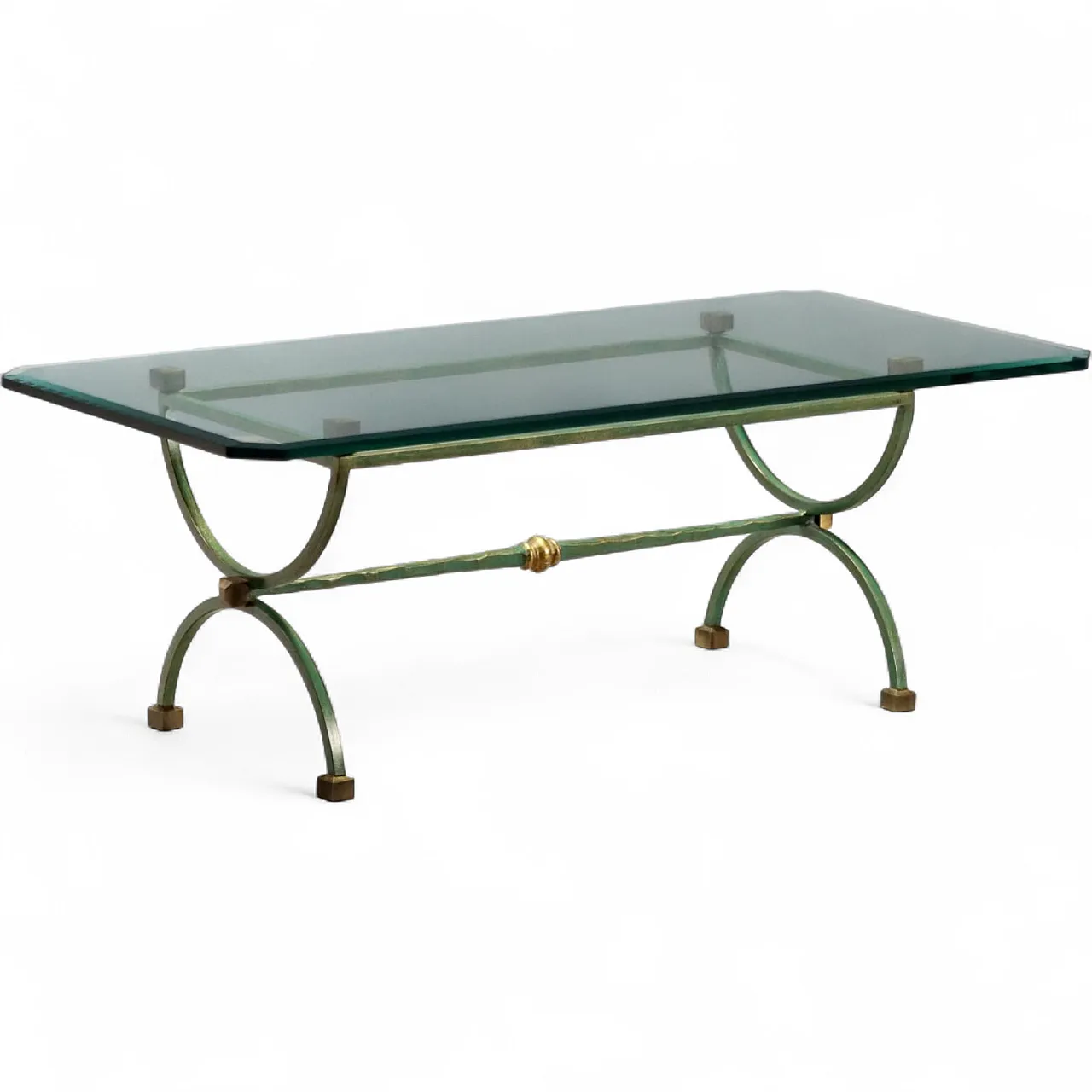 Lacquered metal coffee table with beveled glass top, 20th century 10