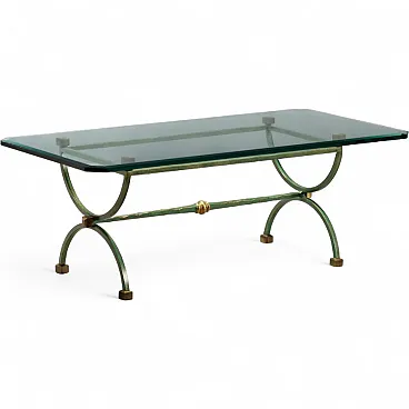 Lacquered metal coffee table with beveled glass top, 20th century