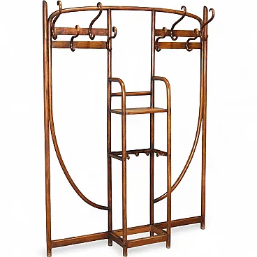 Appendiabiti da parete Thonet in faggio curvato tinto noce, '900