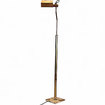Floor lamp with marble base and brass structure, 20th century