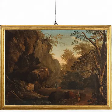 Traditional landscape, oil on canvas, 19th century