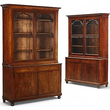 Pair of rosewood veneered bookcases, mid-19th century