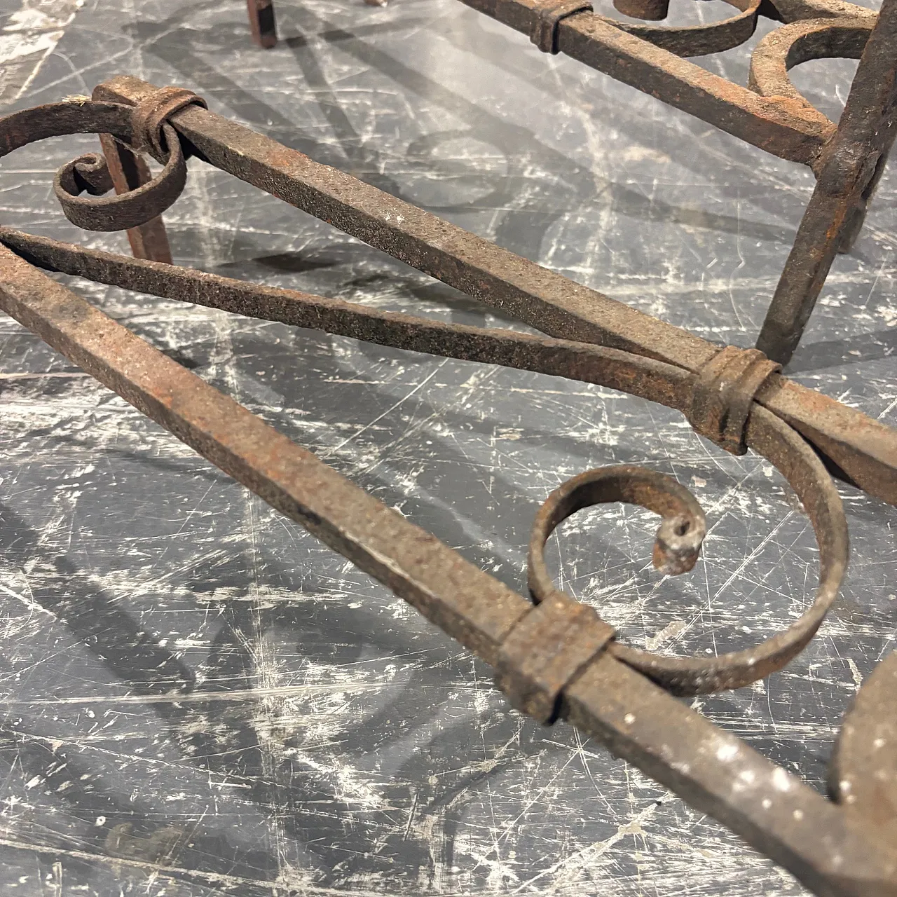 Pair of wrought iron andirons, 19th century 12