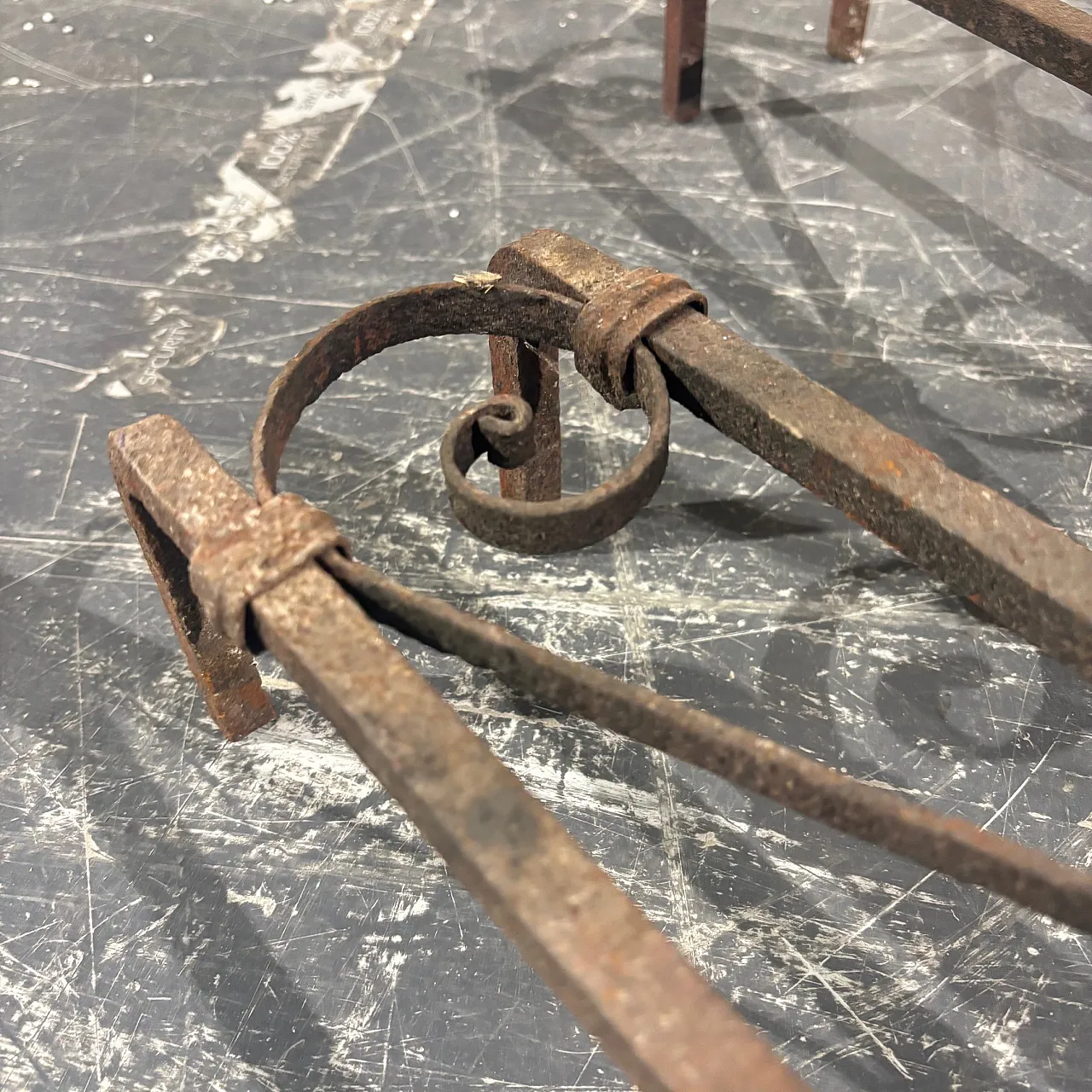 Pair of wrought iron andirons, 19th century 13