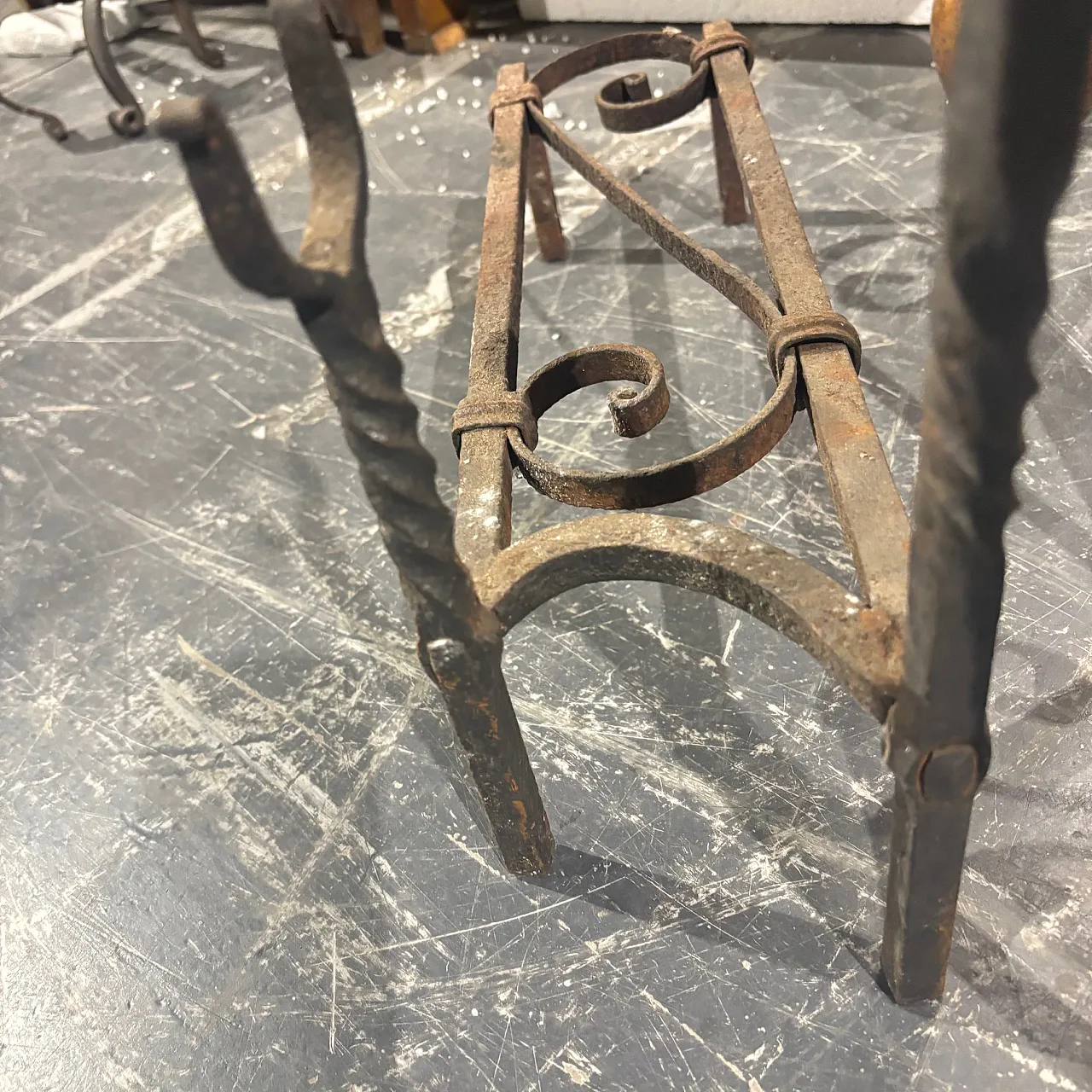 Pair of wrought iron andirons, 19th century 16
