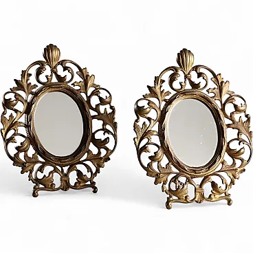 Pair of gilt bronze mirrors with decorations, 20th century