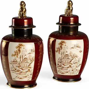 Pair of ceramic urn-shaped vases, 20th century