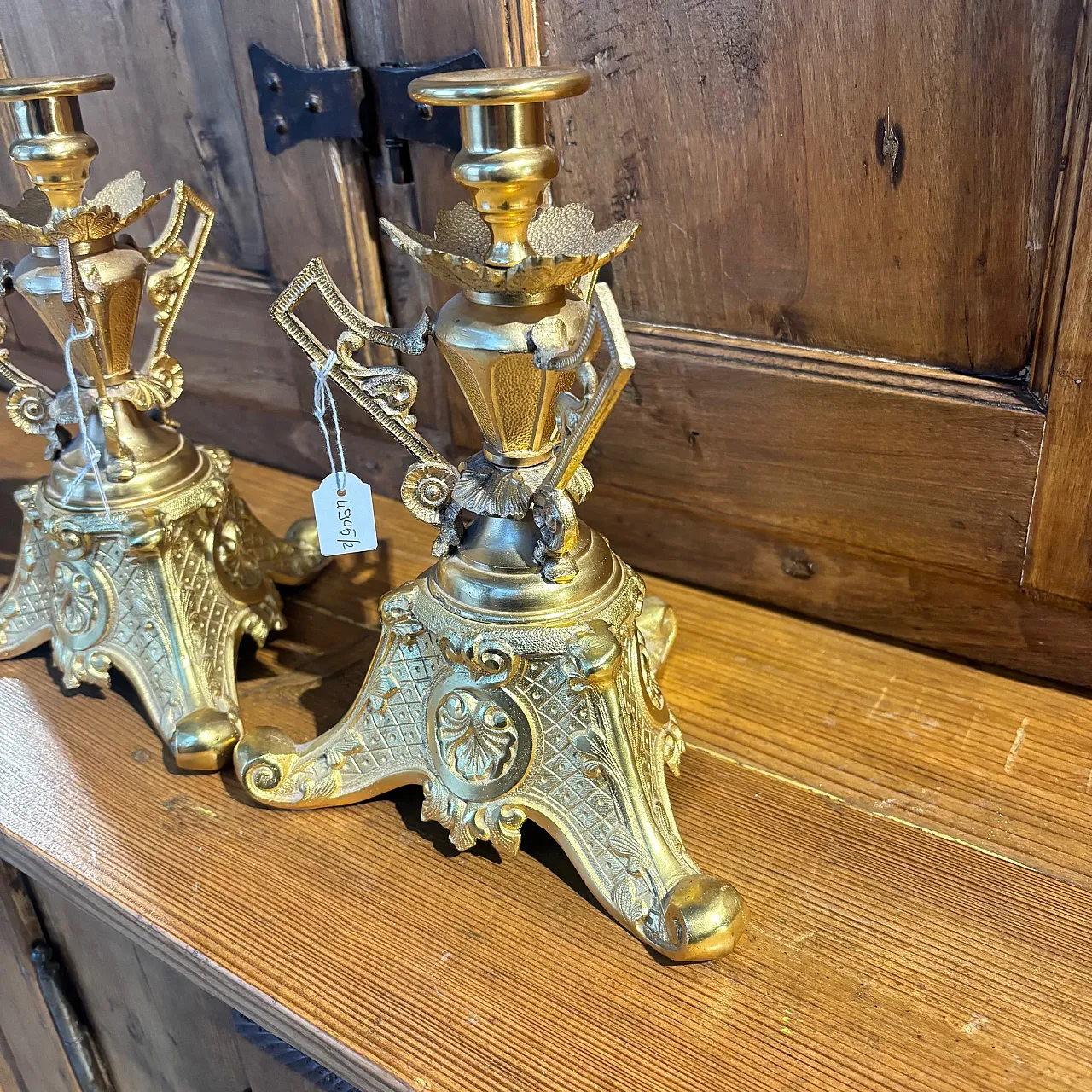 Pair of Zechino L. Filippo gold candelabra, 1850 2