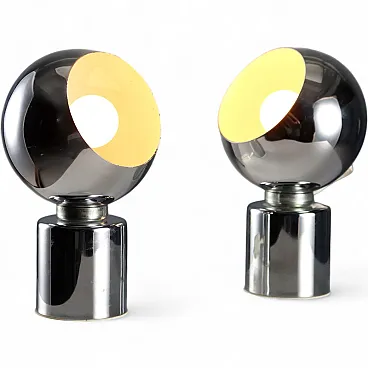 Pair of metal lamps with adjustable diffuser, 20th century
