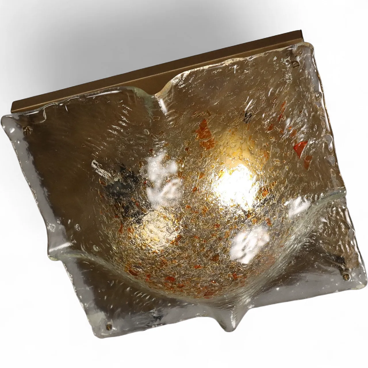 Ceiling lamp with metal frame and glass diffuser, 20th century 8