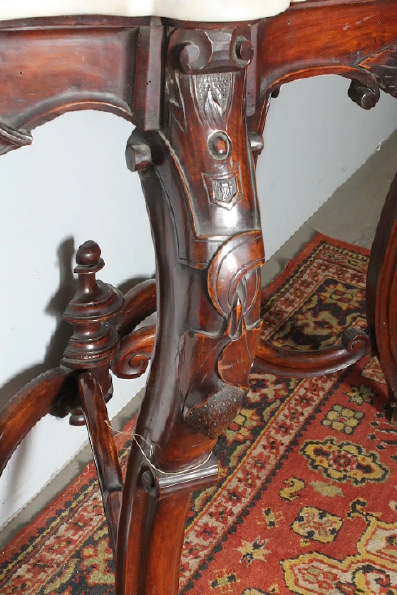 Console with mirror Umbria. Carrara marble top,  19th century 4