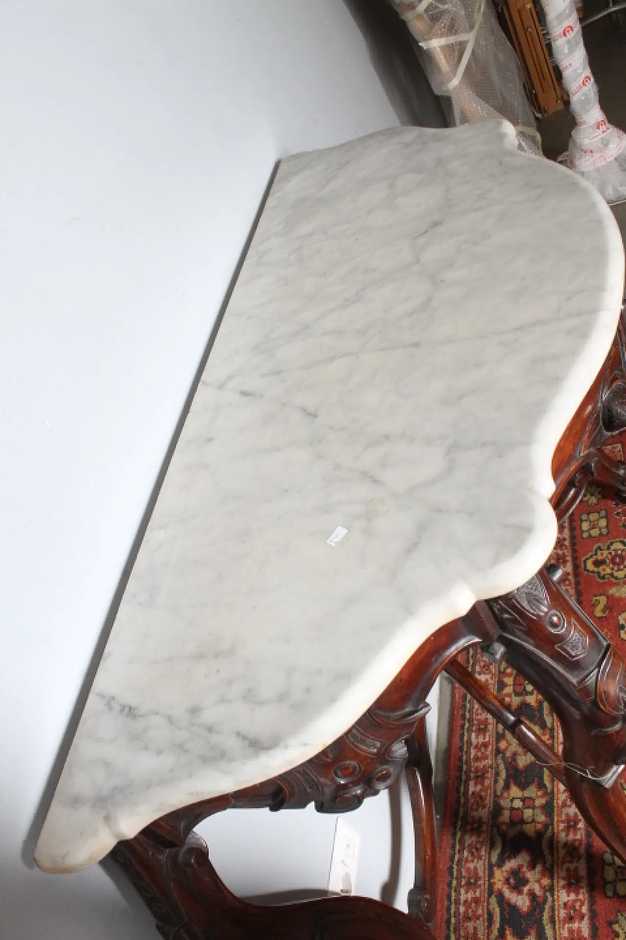 Console with mirror Umbria. Carrara marble top,  19th century 6