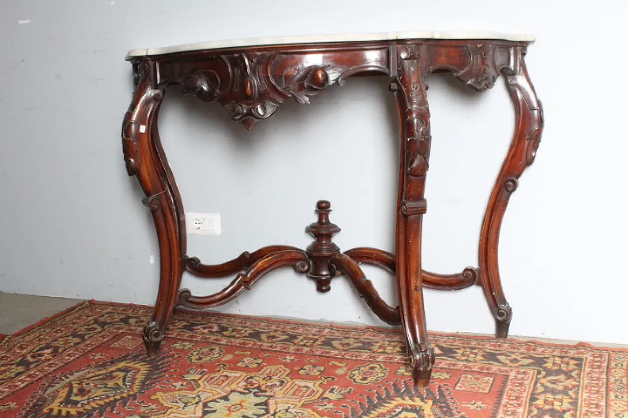 Console with mirror Umbria. Carrara marble top,  19th century 8