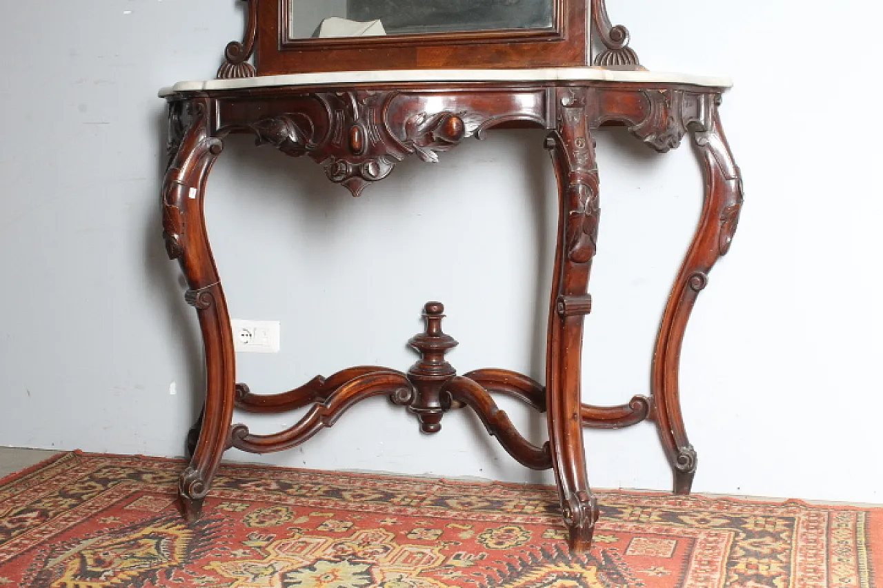 Console with mirror Umbria. Carrara marble top,  19th century 9