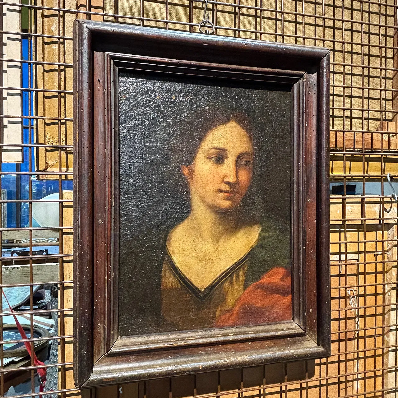 Painting of female face with contemporary frame, 17th century 1