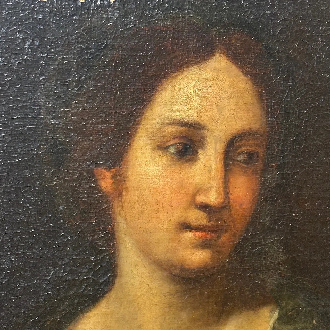 Painting of female face with contemporary frame, 17th century 5