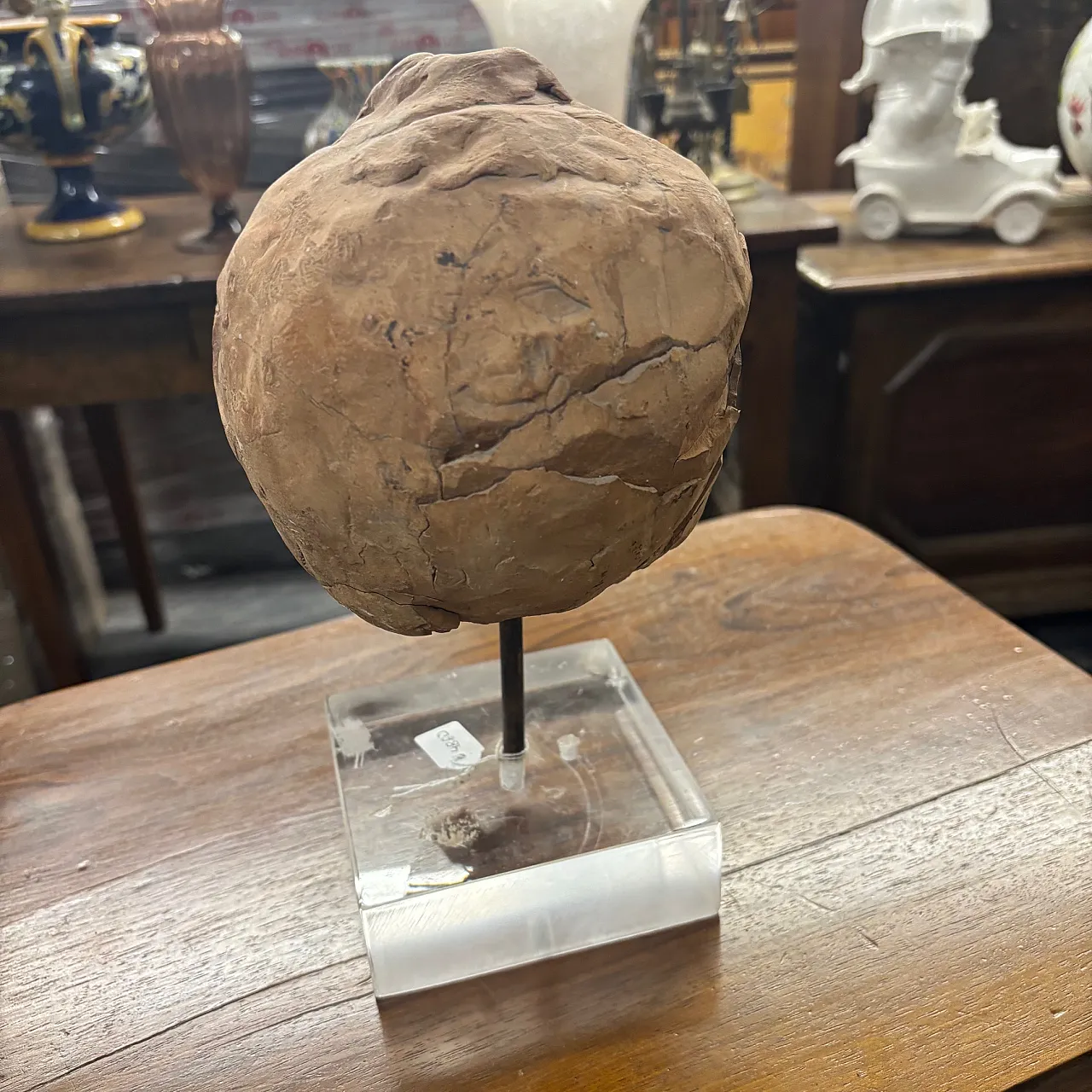 Ancient 19th century terracotta sculpture of the head of an Angel Putto. Size 9