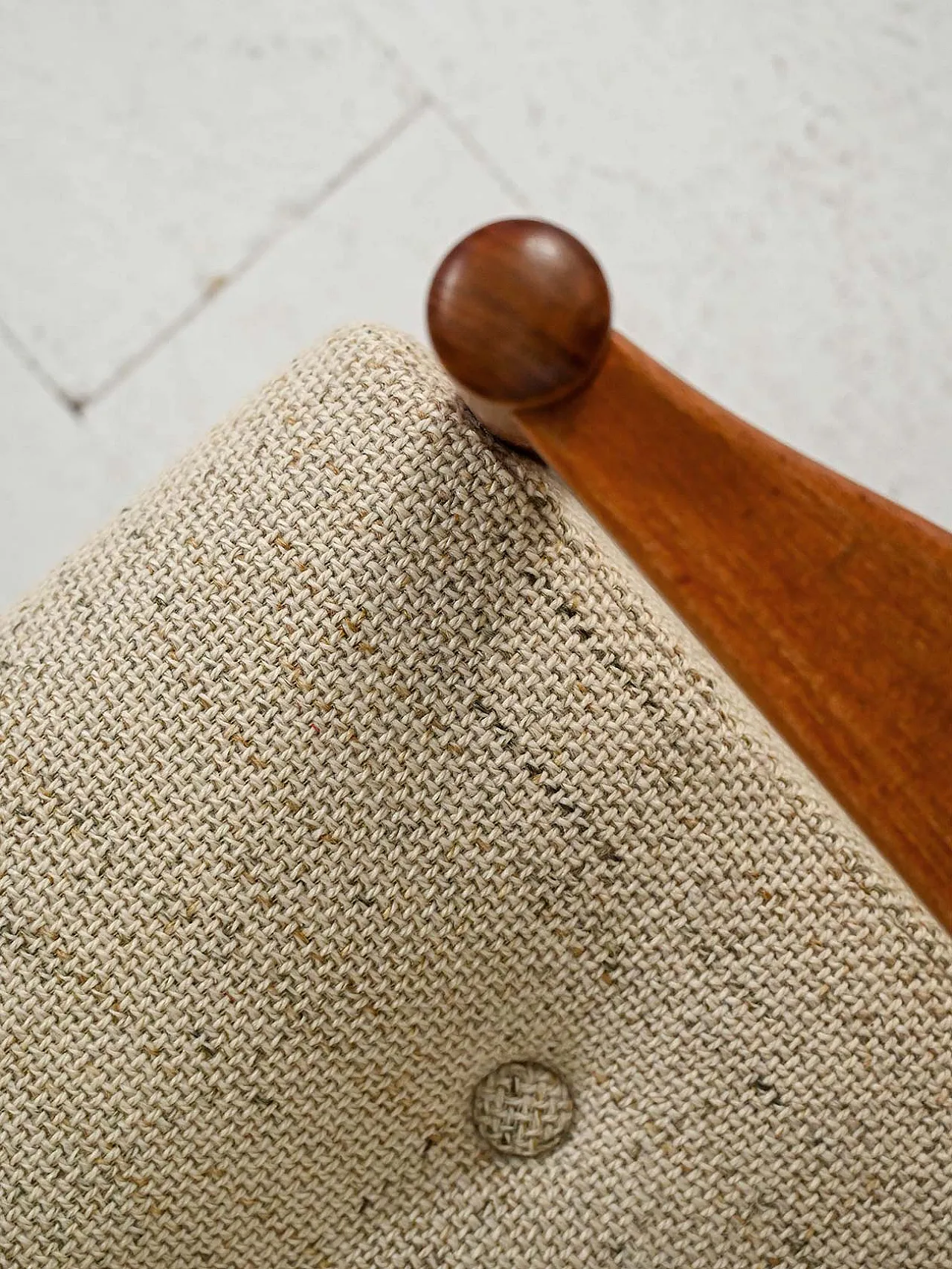 Pair of Danish armchairs with beige cushions, 1950s 4