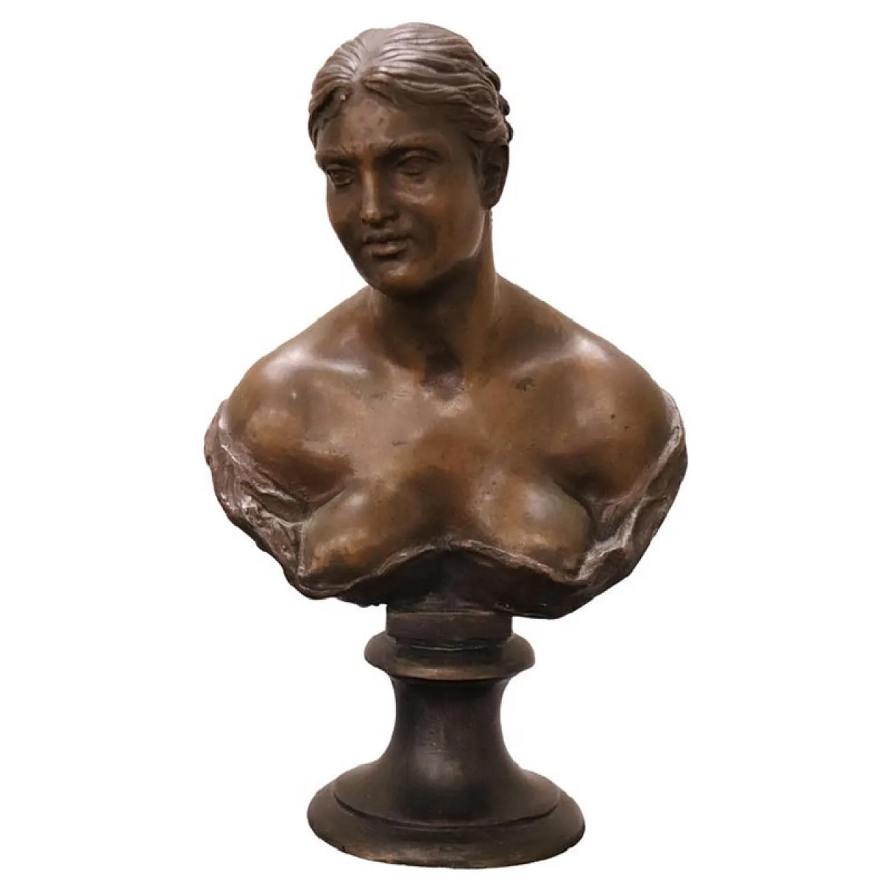 Piccolo busto di giovane donna in bronzo, firma Gemito 1