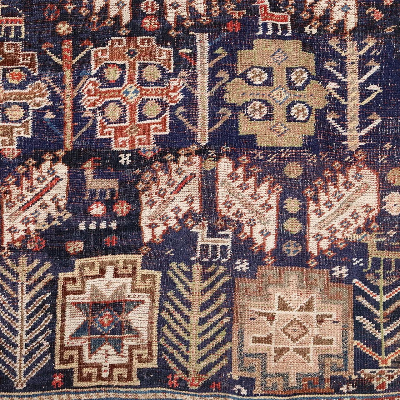 Shiraz wool carpet, large knot, handmade, 20th century 4