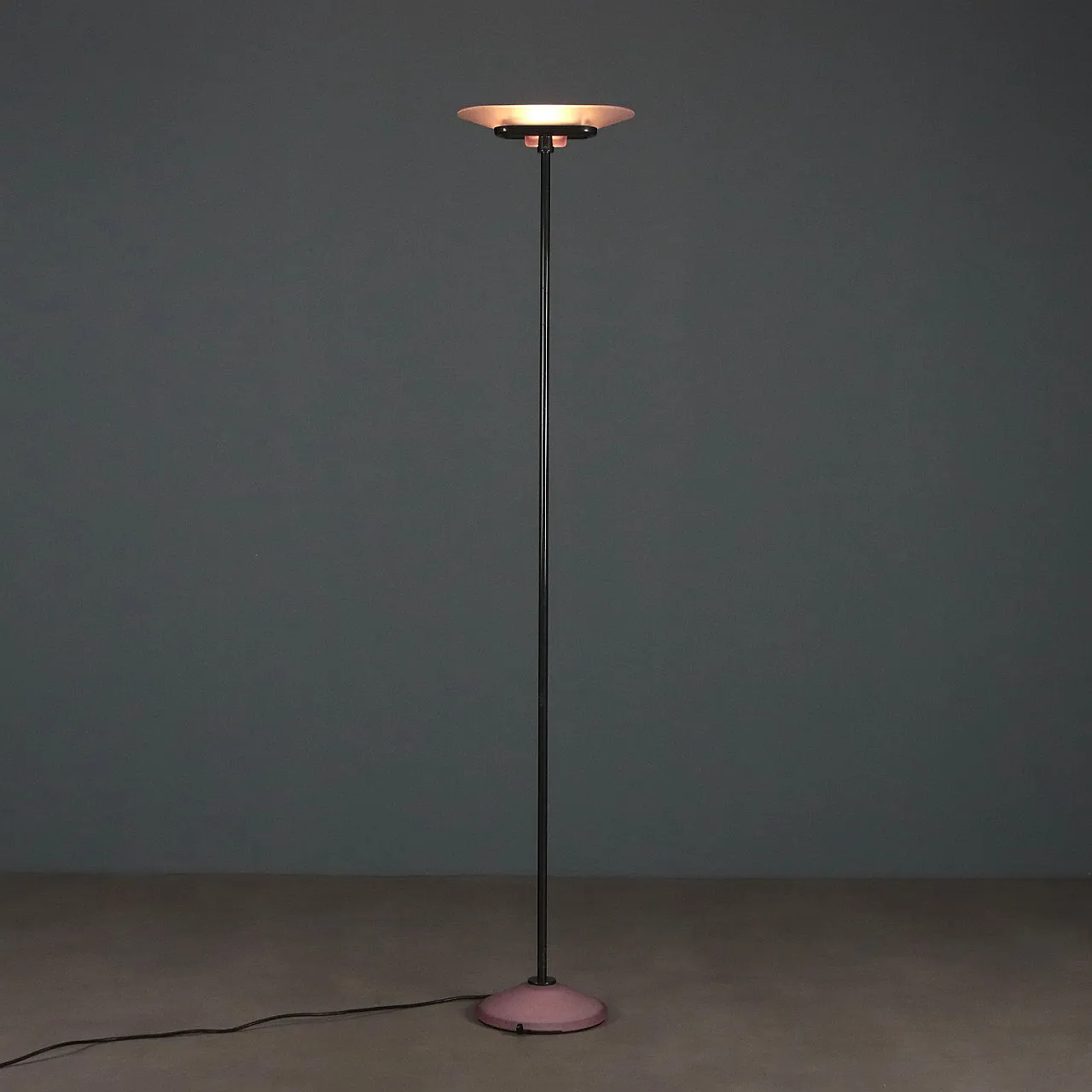Floor lamp in metal and satin-finish glass, 20th century 1